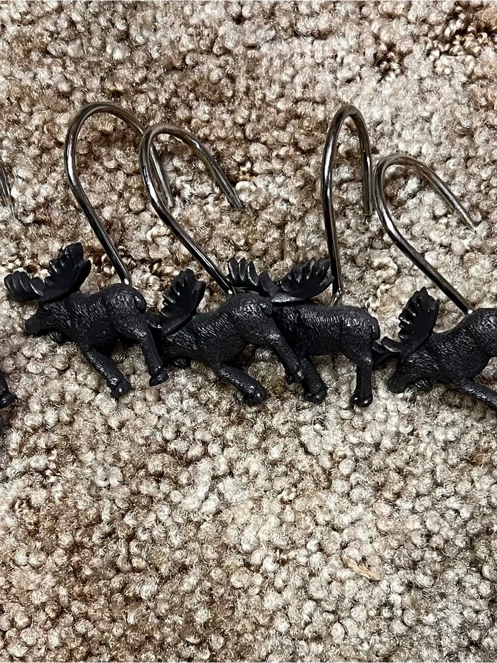 Black Moose Shower Curtain Hooks - Set of 12